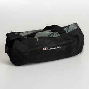 Champion Black 21" Duffel Large Bag Grey Black Travel Gym Bag Adjustable Strap
